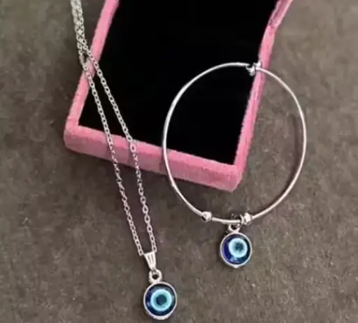 Evil Eye Bracelet and Pendant with Chain